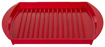 Progressive Prep Solutions Large Microwave Grill, 12 x 10-Inch, Red