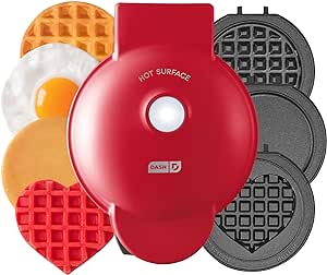 DASH Multi-Plate Mini Maker with 5 Removable Plates for Waffles - 2 Classic Waffle, Heart Waffle, and 2 Griddle Plates