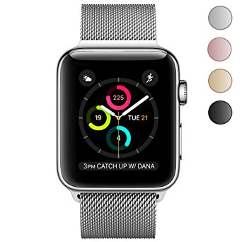 Yearscase Milanese Loop with Adjustable Magnetic Closure Replacement Metal iWatch Band for Apple Watch Series 3/2/1 Nike  Sport and Edition 38mm Silver