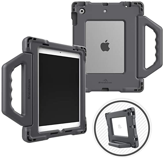 Brenthaven Edge Bounce with Carry Handle for Apple iPad 9.7, Gray Case for Kids and Students - Durable EVA Foam, Rugged Protection from Drops and Impacts