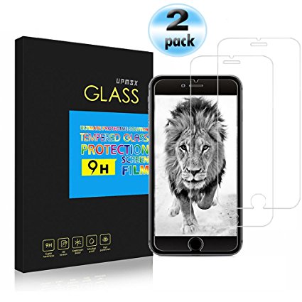 UPMSX iPhone 6 Plus Screen Protector Tempered Glass [5.5 inch] [2 Pack] [9H Hardness] [Crystal Clear] [Bubble Free] [3D Touch Compatible]