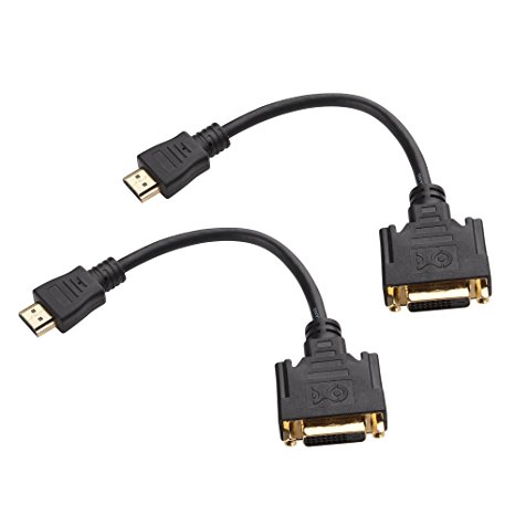 Cable Matters (2-Pack) High Speed Bi-Directional HDMI to DVI Video Cable Adapter - 5 Inches