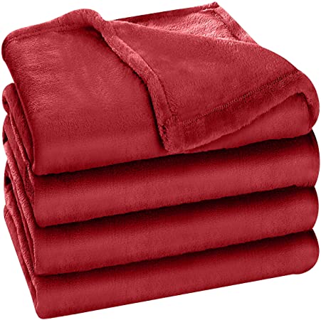Utopia Bedding Fleece Blanket Twin Size Burgundy Luxury Bed Blanket Fuzzy Soft Blanket Microfiber