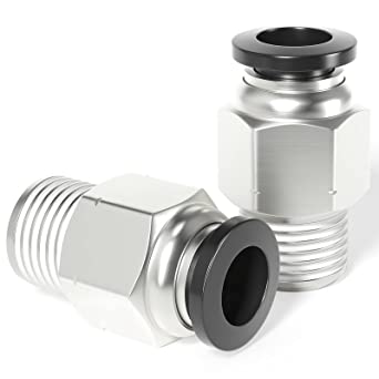 Tailonz Pneumatic Male Straight 1/4 Inch Tube OD x 1/8 Inch NPT Thread Push to Connect Fittings PC-1/4-N1(Pack of 10)