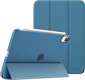 MoKo Case Fit New iPad Mini 6 2021 (6th Generation, 8.3-inch) - Slim Lightweight Hard Clear Back Shell Stand Cover with Translucent Frosted Back Protector, with Auto Wake/Sleep, Peacock Blue