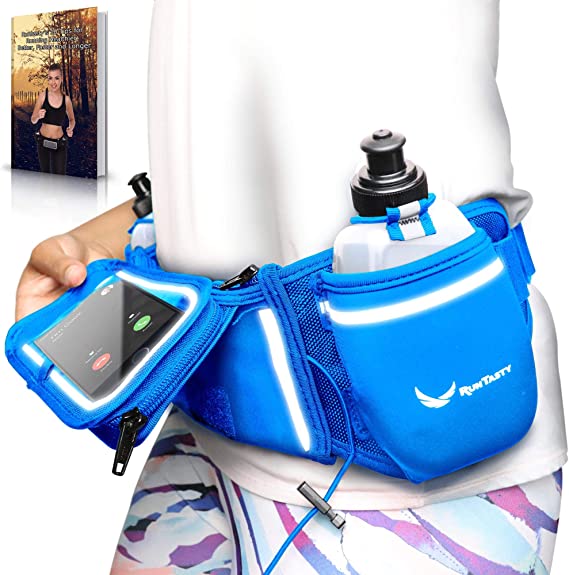 [Voted No.1 Hydration Belt] Winners' Running Fuel Belt - Includes Accessories: 2 BPA Free Water Bottles & Runners Ebook - Fits Any iPhone - w/Touchscreen Cover - No Bounce Fit and More!