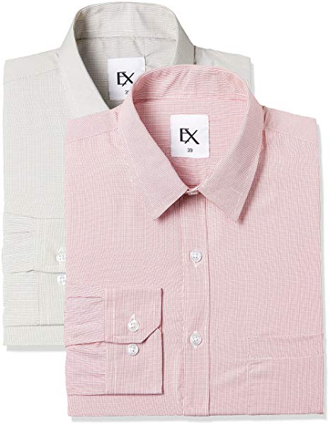 Ex by Excalibur Men's Solid Regular Fit Formal Shirt (Pack of 2)