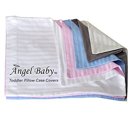 Angel Baby Toddler Pillow Case Cover - IVORY, 100% NATURAL Cotton Percale, 400 Thread Count Sateen Weave, Machine Washable, Tumble Dry - for Kids Bedding - (14" x 20.5")