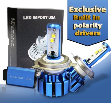 LED Import USA Cree Kit Headlight H4 (9003) Pure white 6000k 80w 7200LM 2 Yr Warranty