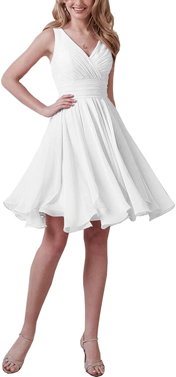 Now and Forever Women's V-Neck Bridesmaid Dress Short A-Line Formal Evening Gown