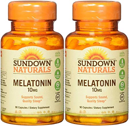 Sundown Naturals Melatonin, 10mg, 180 Capsules (2 X 90 Count Bottles)