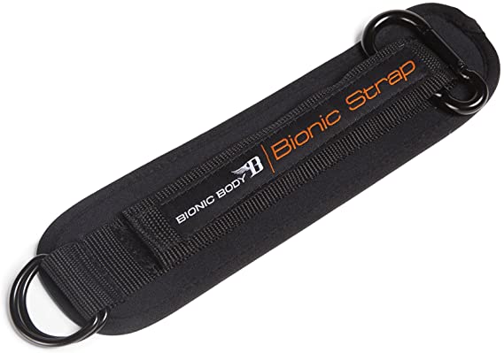 Bionic Body Adjustable Ankle Wrist Resistance Tube Accessory Strap with Carabiner Clip for Strength Training and Cardio Workout BBAS-015