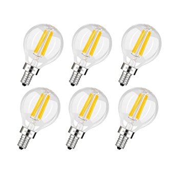 Albrillo E12 LED Candelabra Bulb 4W, 40 Watt Light Bulbs Equivalent, Warm White 2700K, 6 Pack