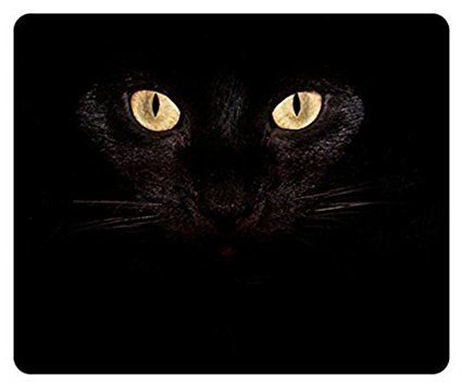 Gaming Mouse Pad Oblong Shaped Black Cat Eyes Mouse Mat Design Natural Eco Rubber Durable Computer Desk Stationery Accessories Mouse Pads For Gift Support Wired Wireless or Bluetooth Mouse