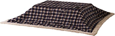 AZUMAYA KK-104BL Kotatsu Futon Rectangle Shape, Blue Checked Design 100% Polyester Fabric Material, W90.0 x D75.0 Inches, Home and Living