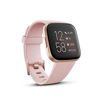 Fitbit Versa 2 Health & Fitness Smartwatch with Heart Rate, Music, Alexa Built-in, Sleep & Swim Tracking-Petal/Copper Rose