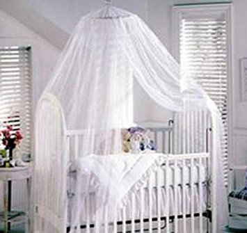Ushoppingcart Baby Mosquito Net Baby Toddler Bed Crib Canopy Netting -Soft and Stretchy Baby Netting-Made of High Quality See-through Mesh Cloth with 25 Holes per Square Centimeter-Add Elegance to Your Precious Baby Toddler's Room With 1Free Keyring(White)