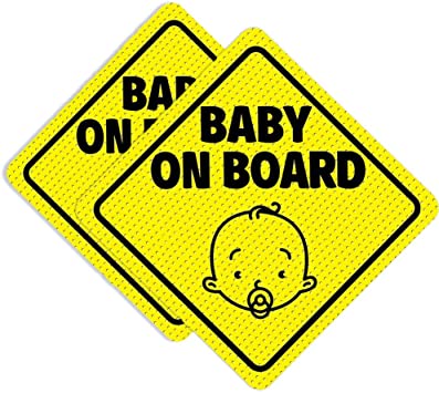 BabyPop! 2 Pack Baby On Board Sticker Sign for Cars, No Residue and See Through Safety Cute Design 2 Pack