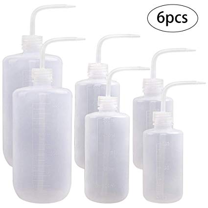 SUPERLELE 6pcs LDPE Safety Wash Bottle, 250ml 500ml 1000ml Plastic Squeeze Tattoo Bottle Medical Squirt Wash Bottle