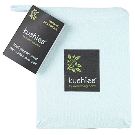 Kushies Organic Jersey Play Pen Fitted Sheet, Light Blue