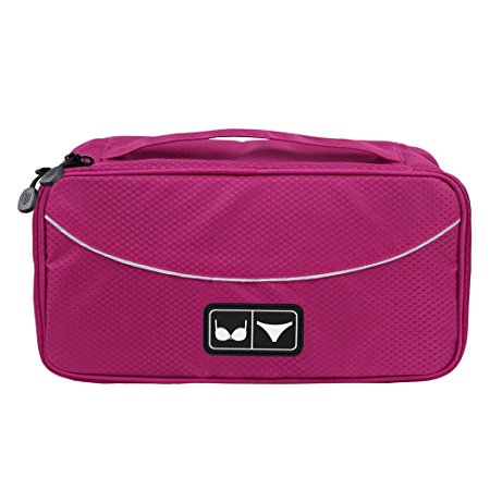 BAGSMART Travel Gear Luggage Packing Cube Lingerie Travel Case Bra Underwear Bag, Rose red