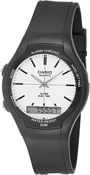 Casio Men's Core AW90H-7EV Black Rubber Quartz Watch with White Dial