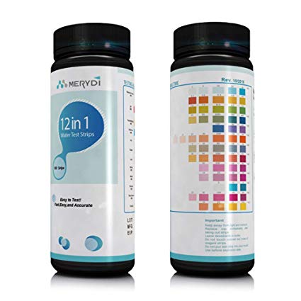 Drinking Water Test Kits Freshwater 100 Strips 12-in-one PH Residual Chlorine Total Alkalinity Hardness Iron Copper Lead Nitrate Nitrite Bromine Total Chlorine Fluoride Aquarium Pool CE Certified