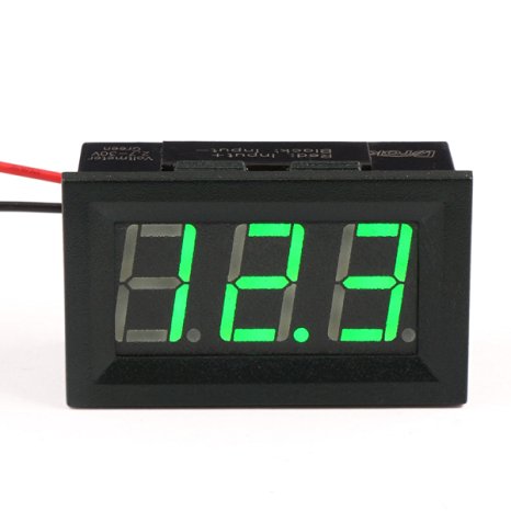 DROK® 0.56'' DC 3-30V Digital Voltmeter Voltage Tester Gauge Green Bright LED Display Two Wires Volt Meter for Solar Battery Monitor Car Motor Panel Mount