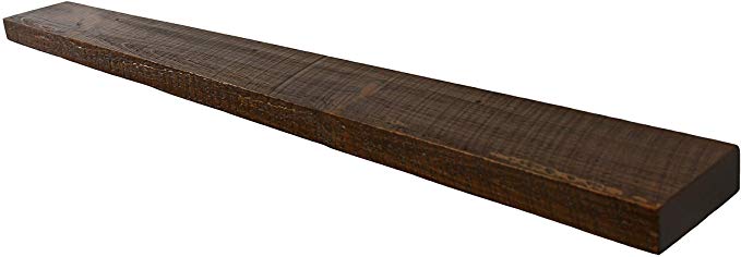 60" w X 6" d X 2" h, Rustic, Floating Wood Shelf, Pine, Antique, Vintage, Shelves, Wooden, Super Easy to Hang, Medium Brown