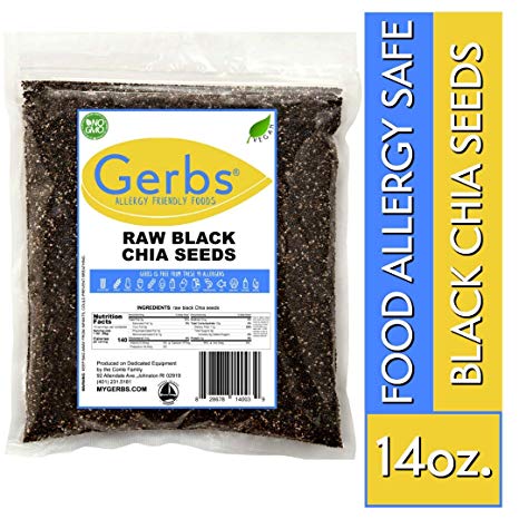 Raw Black Chia Seeds, 14oz. Bag by Gerbs – Top 14 Food Allergy Free & NON GMO - Vegan & Keto Safe - Premium Quality Grown in Canada