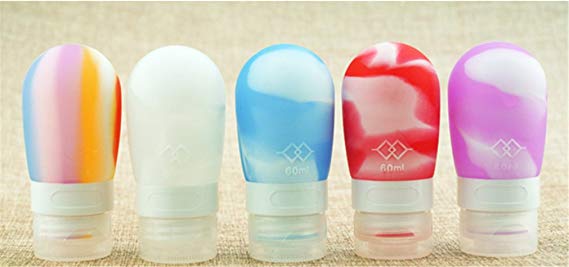 JasCherry 4 pcs Leakproof Silicone Travel Bottles Set - TSA Carry On Approved, BPA Free - Squeezable and Portable Storage Bottle for Shampoo, Sunblock and Toiletries Etc (Large size: 80ml)