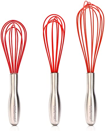 Jillmo Whisk, Silicone Whisk Set,3 pack(8.5" 10" 11.5")