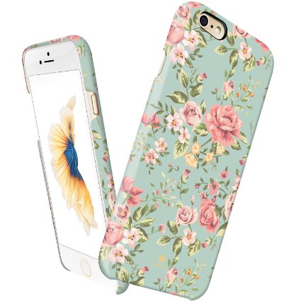 iPhone 6 Plus / 6s Plus case retro floral, Akna Vintage Obsession Series High Impact Slim Hard Case with Soft Fabric Interior for both iPhone 6 Plus & iPhone 6s plus (5.5")[Retro Elegant Green](U.S)