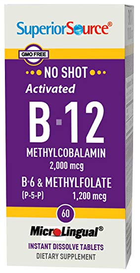 Superior Source No Shot Methylfolate B12 2000mcg P-5-P Tablets, 60 Count