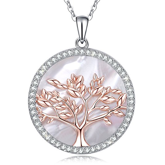 MEGA CREATIVE JEWELRY-Women Necklace Tree of Life 925 Sterling Silver Pendant with Swarovski Crystals Jewelry Gift for Wife Mom Daughter Girls
