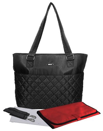 Bellotte Diaper Bag - Matching Baby Changing Pad - Classic Satchel Tote (Black)