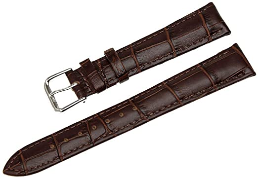 RECHERE Replacement Leather Watch Band Strap Alligator Crocodile Grain Pin Buckle Black Brown Blue White Red