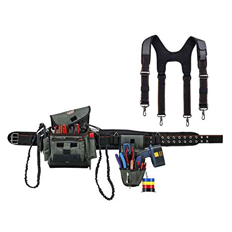 Ergodyne Arsenal 5506S Tool Rig Set, Large-Includes Tool Belt, 2 Pouches, Padded Suspenders