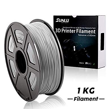 SUNLU PLA Plus 3D Printer Filament - 1KG(2.2LBS) Spool 1.75 mm, Dimensional Accuracy  /- 0.02 mm, Silver