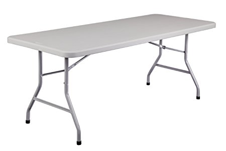 National Public Seating BT3000 Series Steel Frame Rectangular Blow Molded Plastic Top Folding Table, 1000 lbs Capacity, 72" Length x 30" Width x 29-1/2" Height, Speckled Gray/Gray