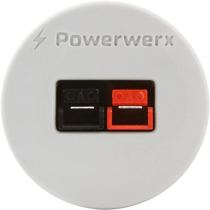 Powerwerx PanelPole1-White, Panel Mount Housing for a Single Anderson Powerpole Connector with a Weather Tight Cover in White