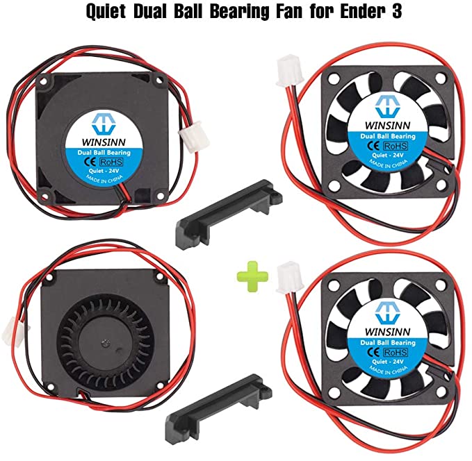 WINSINN 24V 40mm Fan Blower for Cooling Ender 3 / Pro Turbine Turbo 40x10mm 4010 DC Brushless Dual Ball Bearing, with Air Guide Parts - Quiet (Pack of 4Pcs)