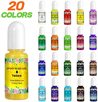 20 Colors Epoxy Resin Dye, OWSEN Translucent Resin Color Pigment Each 0.35oz, High Concentration Resin Pigment Liquid Dye for Art Resin Crafts Making