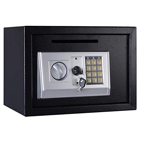 Giantex 14" Digital Depository Drop Gun Jewelry Home Hotel Lock Cash Safe Box (Black)