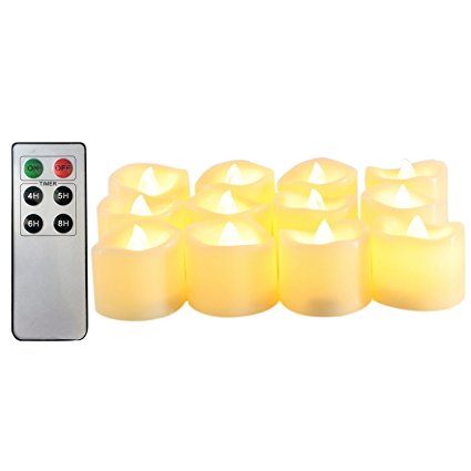Candle Choice Flameless Candles Battery Operated LED Votive Candles with 6 Keys Remote Control & Timer (Pack of 12), Yellow light 1.5x1.5"