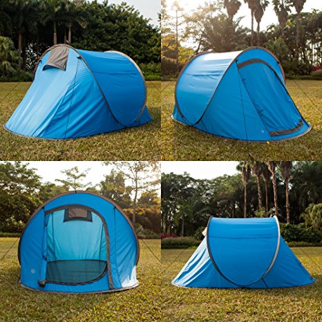 4–5Person Instant Pop-Up Tent - Automatic Setup in Seconds - Easy Fold Up - Great Family Outdoor Camping Tents Shelters