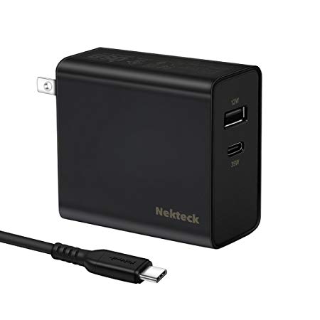 Nekteck USB-IF Certified Charger with 39W Type C Power Delivery& 12W USB-A Adapter for MacBook, New MacBook Pro, Pixel 3 2/ XL, PixelBook, Galaxy S9/ S9 / S8, Nintendo Switch (USB-C 6ft Cable Included