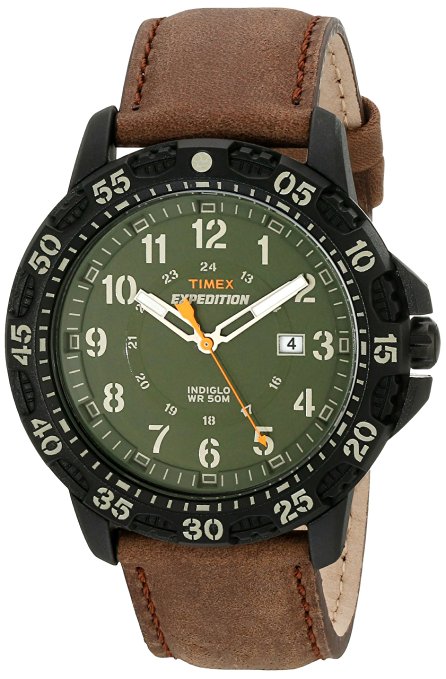 Timex Men's T499969J Expedition Camper Trail Watch with Brown Leather Band