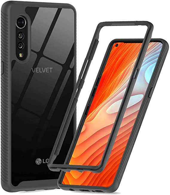 LeYi Compatible for LG Velvet Case, LG Velvet Phone Case, Full-Body Shockproof Rugged Hybrid Bumper Heavy Duty Clear Protective Phone Cover Cases for LG Velvet 5G, Black