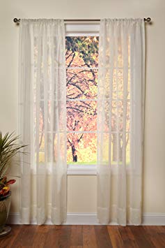 Cotton Craft - Genuine Pure 100% Linen Rod Pocket Window Panels - One Pair - Ivory 54x84. Hand Crafted & Hand Stitched Sheer Linen panels - Generous 6 inch hem - Truly sophisticated luxury